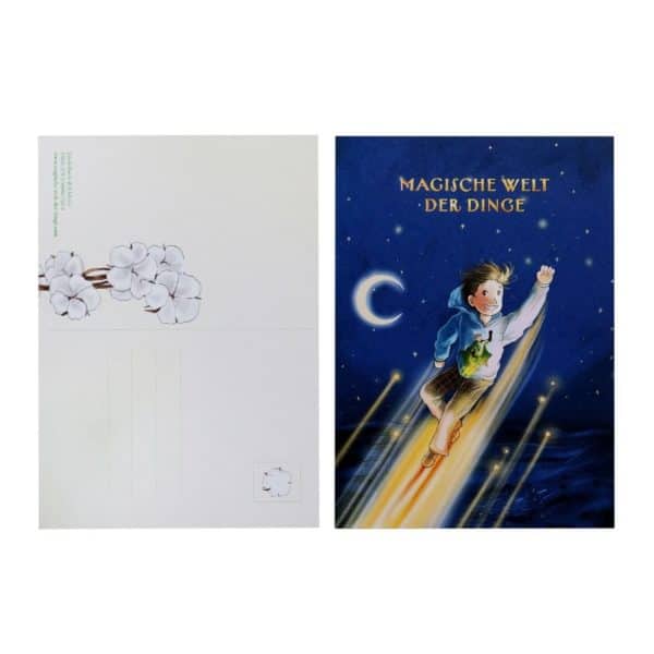 Lesezeichen-Postkarte mit Motiv Band 1 Magische Welt der Dinge; Vorder- und Rückseite