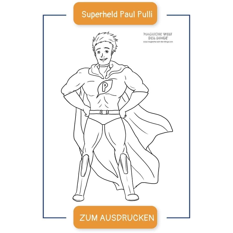 Ausmalbild Superheld Paul Pulli