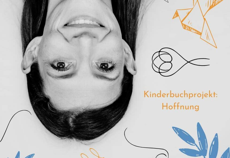 Porträt Autorin Alex Wagner über Kopf mit Ornamenten und Schriftzug Kinderbuchprojekt Hoffnung