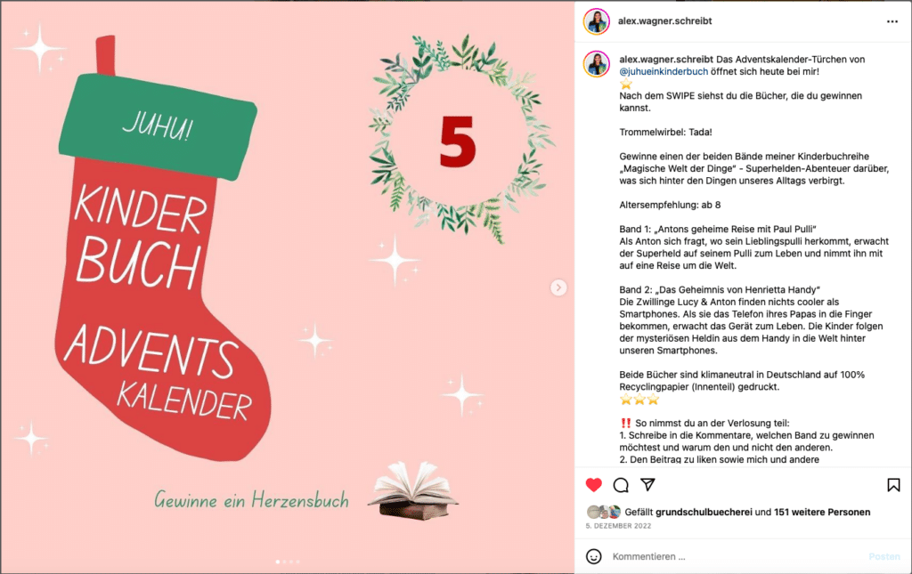 Sreenshot Instagram-Post JuhuEinKinderBuch Adventskalender