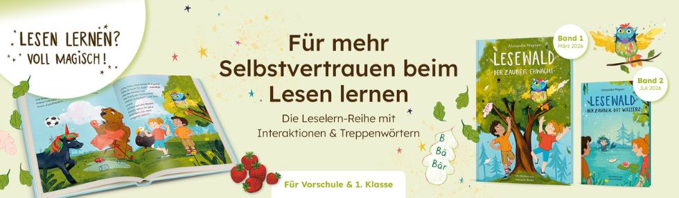 Überblicksgrafik zur Leselern-Buchreihe "Lesewald"