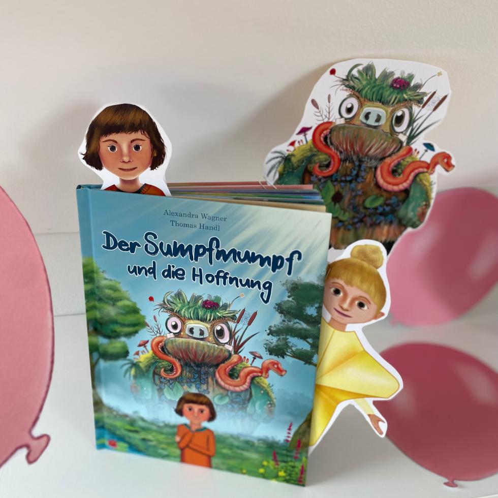 Buch "Der Sumpfmumpf und die Hoffnung" mit Dekomaterial fürs Klassenzimmer