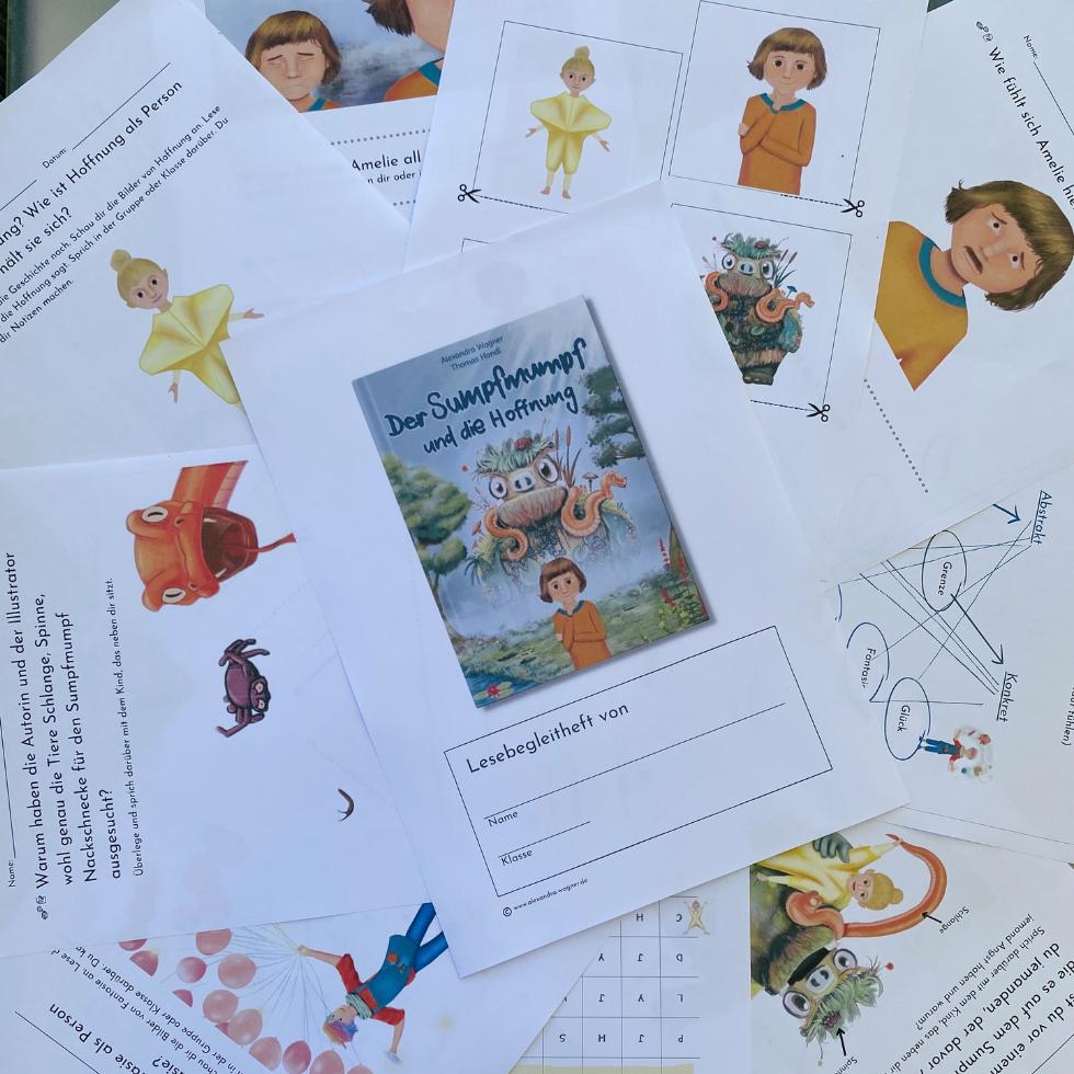 Klassenlektuere-Klasse-2-Unterrichtsmaterial-Arbeitsblaetter-Gefuehle-Angst-Mut-Hoffnung Aufgefächerte Arbeitsblätter zur Klassenlektüre für Klasse 2 »Der Sumpfmumpf und die Hoffnung«