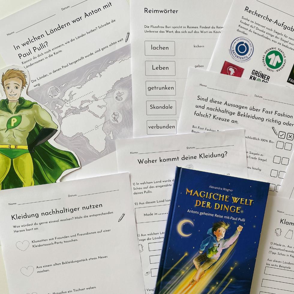 Buch Antons geheime Reise mit Paul Pulli und zugehörigen Arbeitsblätter