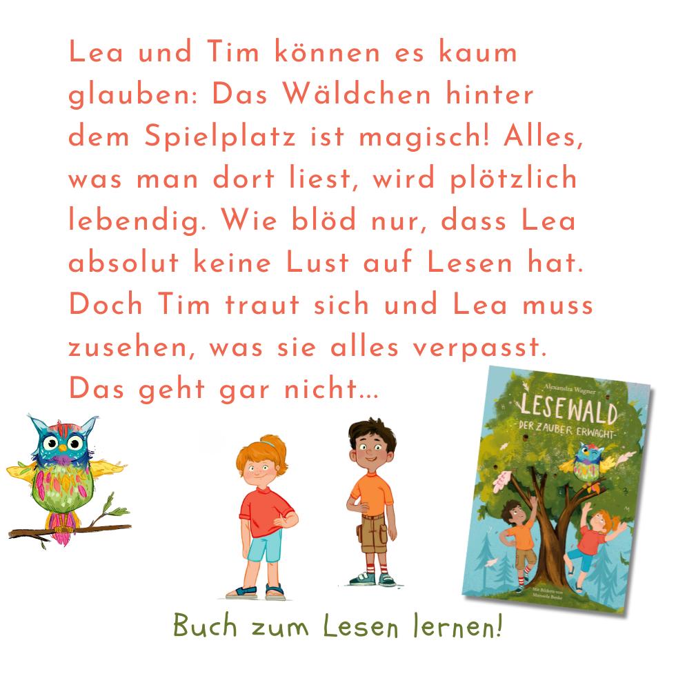Klappentext, Figuren & Cover des Buches zum Lesen lernen »Lesewald, Der Zauber erwacht«