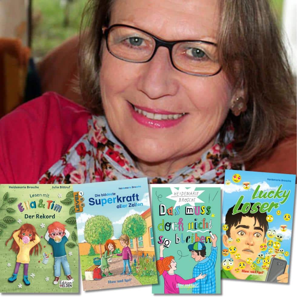 Porträtbild Leseföderexpertin Heidemarie Brosche mit Büchern