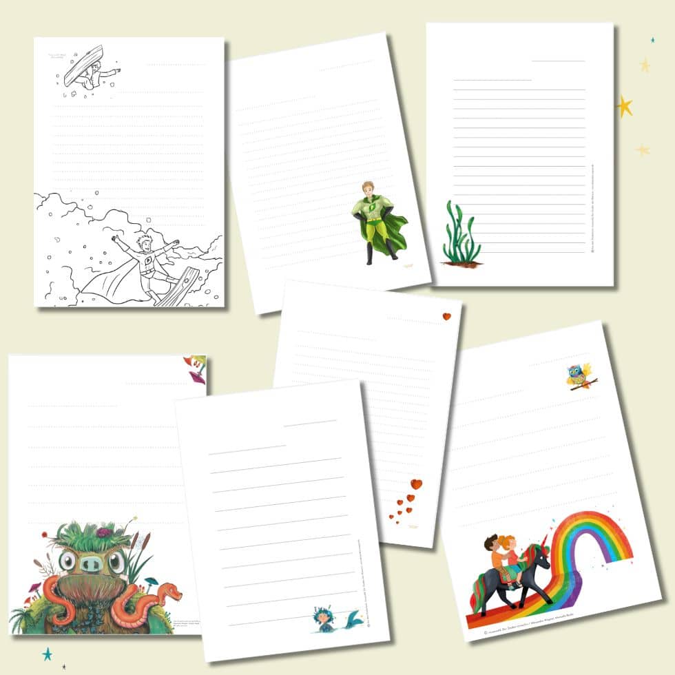 Briefpapier zum Ausdrucken: gratis, mit Linien & Motiven für Kinder