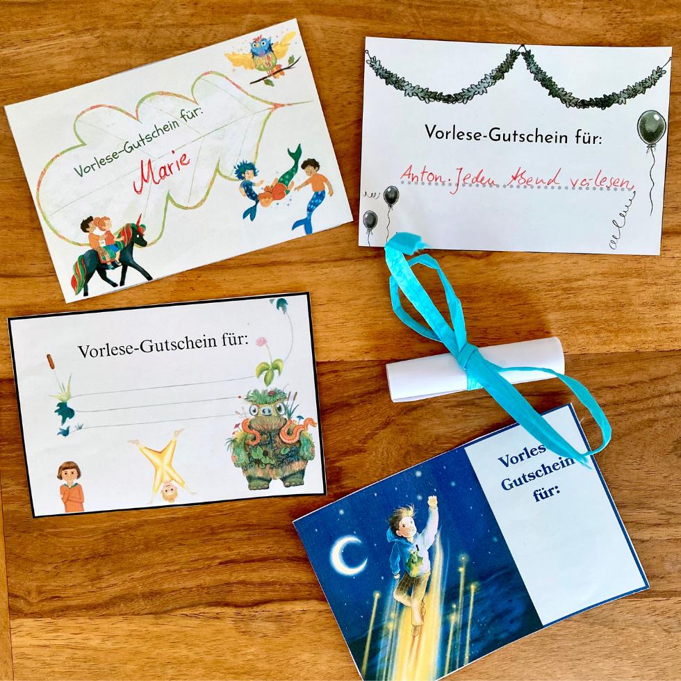 4 Beispiele für Vorlese-Gutscheine